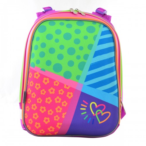 Ортопедический рюкзак (ранец) в школу разноцветный для девочки 1 Вересня H-12 Bright colors для начальной школы (554581)