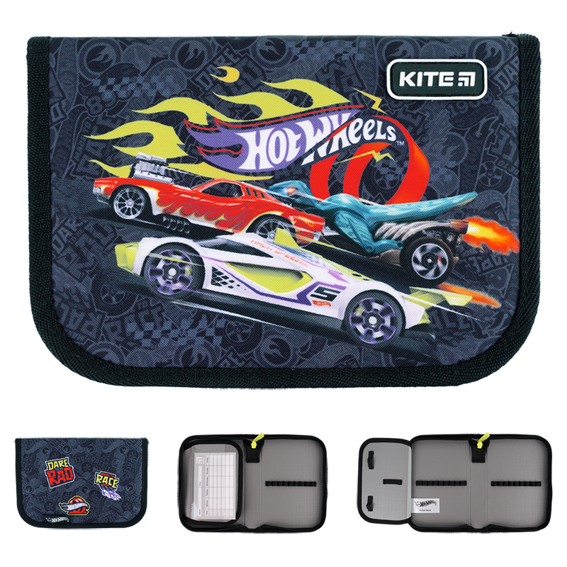Пенал шкільний для хлопчика Kite Hot Wheels HW24-621, 1 відділення