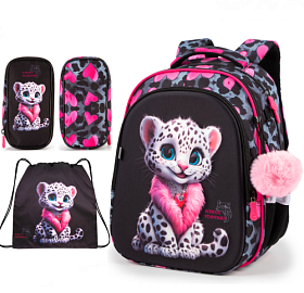Ортопедичний рюкзак з пеналом та мішком 3 в 1 для дівчинки School Standard 38х30х18 см з Тигром для молодших класів (Full 150-30)