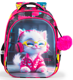 Шкільний рюкзак з ортопедичною спинкою для дівчинки School Standard 38х30х18 см з Котиком в 1 клас (150-31)