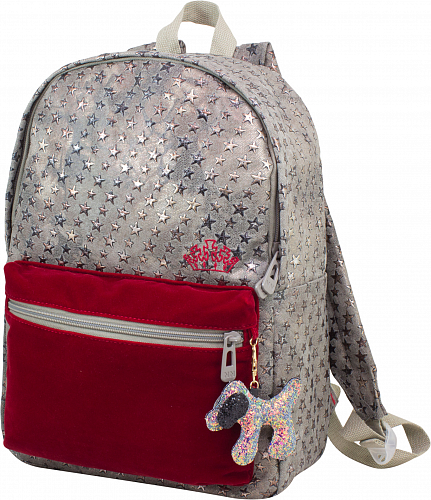 Городской молодежный подростковый рюкзак серый с красным для девушек Winner one со звездами в школу (229)