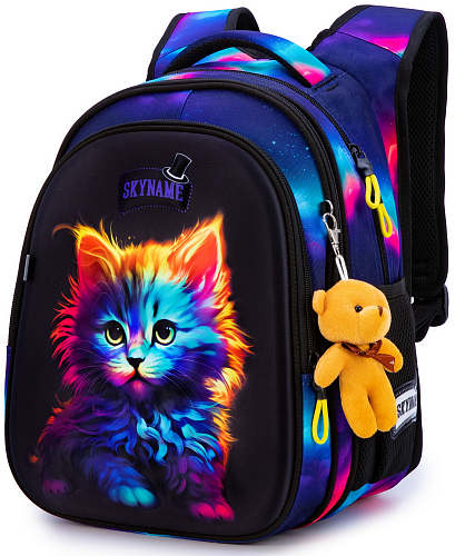 Ортопедичний шкільний рюкзак Winner / SkyName для дівчинки Кіт 37х30х16 см Різнокольоровий для 1 класу (R1-057)