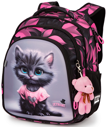 Ортопедичний рюкзак до школи для дівчинки  з Котиком SkyName 37х30х18 см для молодших класів (R2-222)