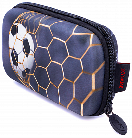 Пенал шкільний для хлопчика чорний із синім Футбол твердий Winner /SkyName P-261