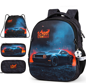 Шкільний ортопедичний рюкзак 3 в 1 для хлопчика School Standard 38х30х18 см з Машиною для першокласника (Full 170-72)