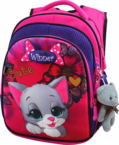 Рюкзак для школы Winner 8058 + мишка