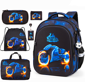 Ортопедичний шкільний рюкзак 6 в 1 для хлопчика School Standard 38х30х18 см для молодших класів (SET 150-43)