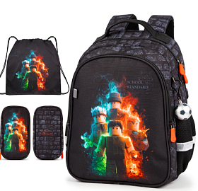 Ортопедичний рюкзак 3 в 1 з пеналом та мішком для хлопчика School Standard з  Роблокс у 1 клас (Full 160-26)