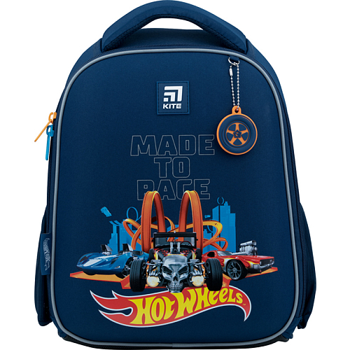Рюкзак шкільний ортопедичний (ранець) синій для хлопчиків Kite Education для початкової школи Hot Wheels HW22-555S
