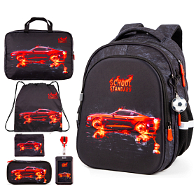 Ортопедичний шкільний рюкзак 6 в 1 для хлопчика School Standard 38х30х18 см з Машиной для молодших класів (SET 150-34)
