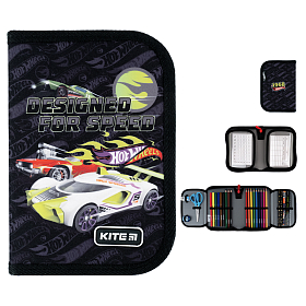 Пенал шкільний для хлопчика Kite Hot Wheels HW24-622, 1 відділення, 2 відвороти Пенал шкільний для хлопчика Kite Hot Wheels HW24-622, 1 відділення, 2 відвороти