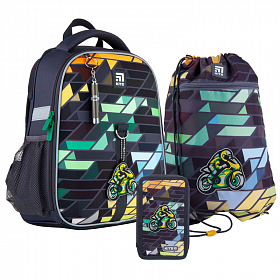 Шкільний ранець з пеналом та мішком Kite Education Motorbike SET_K21-555S-2 Шкільний ранець з пеналом та мішком Kite Education Motorbike SET_K21-555S-2