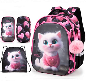 Ортопедичний рюкзак з пеналом та мішком 3 в 1 для дівчинки School Standard 38х30х18 см в 1 клас (Full 150-27)