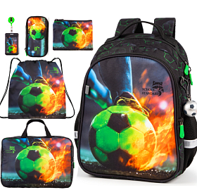 Ортопедичний шкільний рюкзак 6 в 1 для хлопчика School Standard з М'ячем для початкової школи (SET 160-30)