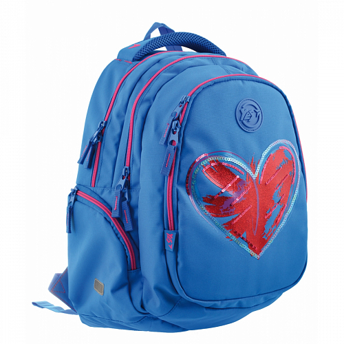 Ортопедичний рюкзак до школи для дівчинки синій YES Step One Magic hear Т-22 для середньої школи (556489)