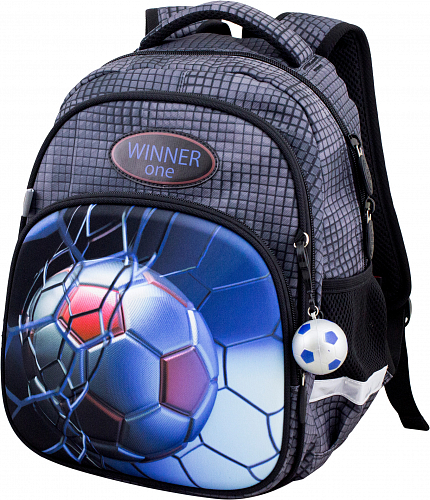 Ортопедичний рюкзак Winner  для хлопчика Футбол 34х25х16 см Сірий для першокласника (1712)