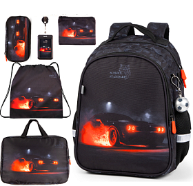 Ортопедичний рюкзак 6 в 1 для хлопчика School Standard з Машиною для першокласника (SET 160-23)