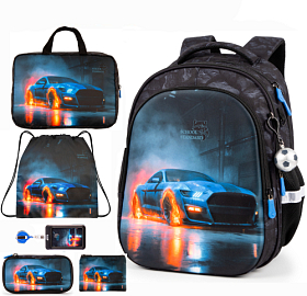 Ортопедичний шкільний рюкзак 6 в 1 для хлопчика School Standard 38х30х18 см з Машиною для молодших класів (SET 150-36)