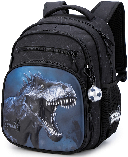 Шкільний рюкзак з ортопедичною спинкою для хлопчика чорний з Динозавром Winner /SkyNamee 37х30х18 см для початкової школи (R3-277)