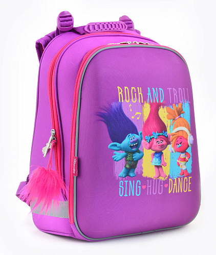 Ортопедичний рюкзак (ранець) у школу фіолетовий для дівчинки 1 Вересня H-12 Trolls для 1-4 класу (554369) 