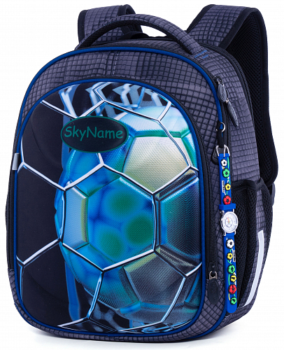 Школьный рюкзак (ранец) с ортопедической спинкой  для мальчика Футбол 37х29х18 см серый для начальной школы Winner One / SkyName R4-409