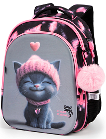 Рюкзак шкільний ортопедичний 6 в 1 для дівчинки School Standard 38х30х18 см з Котом для першокласниць (SET 150-28)