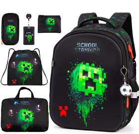Шкільний ортопедичний рюкзак 6 в 1 для хлопчика School Standard 38х30х18 см Майнкрафт в 1 клас (SET 170-84)