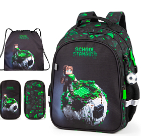 Ортопедичний рюкзак 3 в 1 з пеналом та мішком для хлопчика School Standard з М'ячем для першокласника (Full 160-27)