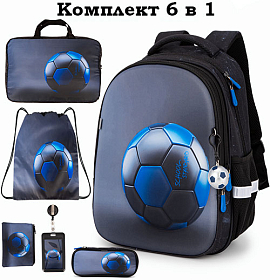 Ортопедичний шкільний рюкзак 6 в 1 для хлопчика School Standard 38х30х18 см з М'ячем для молодших класів (170-60) Ортопедичний шкільний рюкзак 6 в 1 для хлопчика School Standard 38х30х18 см з М'ячем для молодших класів (170-60)
