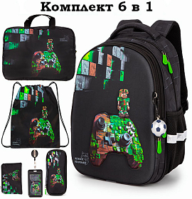 Ортопедичний шкільний рюкзак 6 в 1 для хлопчика School Standard 38х30х18 см Майнкрафт для молодших класів (170-56) Ортопедичний шкільний рюкзак 6 в 1 для хлопчика School Standard 38х30х18 см Майнкрафт для молодших класів (170-56)