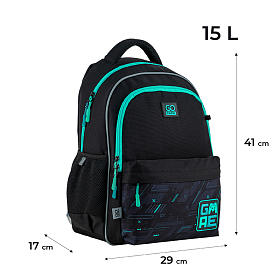 Рюкзак в школу черный для мальчика GoPack Education GO24-182M-1 Рюкзак в школу черный для мальчика GoPack Education GO24-182M-1