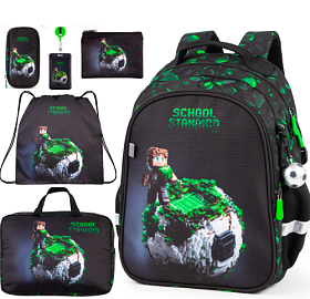 Ортопедичний шкільний рюкзак 6 в 1 для хлопчика School Standard з М'ячем для початкової школи (SET 160-27)