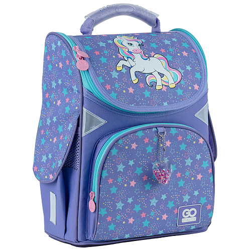 Ортопедичний рюкзак (ранець) до школи фіолетовий для дівчинки GoPack Education каркасний GO24-5001S-1 Sweet Unicorn