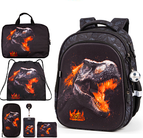 Шкільний ортопедичний рюкзак 6 в 1 для хлопчика з Динозавром School Standard 38х30х18 см для початкової школи (SET 150-51)