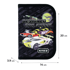 Пенал шкільний для хлопчика Kite Hot Wheels HW24-622, 1 відділення, 2 відвороти Пенал шкільний для хлопчика Kite Hot Wheels HW24-622, 1 відділення, 2 відвороти