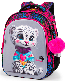 Рюкзак шкільний з ортопедичною спинкою для дівчинки School Standard 38х30х18 см для молодших класів з Тигром (150-33)