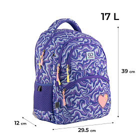 Шкільний рюкзак з ортопедичною спинкою для дівчинки GoPack Education GO24-175M-4 Heart Шкільний рюкзак з ортопедичною спинкою для дівчинки GoPack Education GO24-175M-4 Heart