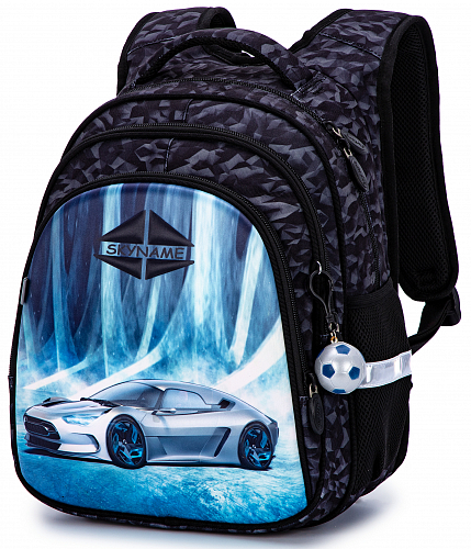 Шкільний рюкзак з ортопедичною спинкою для хлопчика сірий з Машиною Winner One/SkyName 37х30х18 см для початкової школи (R2-187)
