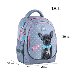 Школьный рюкзак с ортопедической спинкой серый Kite Education Studio Pets SP24-700M Школьный рюкзак с ортопедической спинкой серый Kite Education Studio Pets SP24-700M