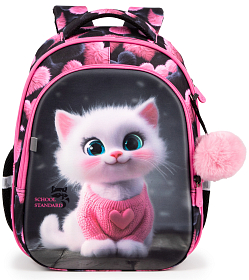 Шкільний рюкзак з ортопедичною спинкою для дівчинки School Standard 38х30х18 см з Котиком в 1 клас (150-27)