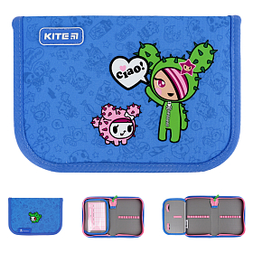 Пенал шкільний для дівчинки блакитний Kite tokidoki TK24-621, 1 відділення, 1 відворот