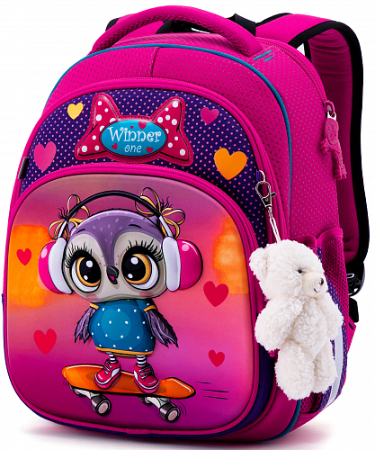 Ортопедичний рюкзак (ранець) рожевий для дівчинки Winner  36х16х29 см для початкової школи (7002)