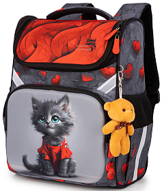 Шкільний ортопедичний рюкзак (ранець) для дівчинки School Standard з Котом 34х26х14 см для молодших класів (300-1019) Шкільний ортопедичний рюкзак (ранець) для дівчинки School Standard з Котом 34х26х14 см для молодших класів (300-1019)