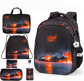 Шкільний ортопедичний рюкзак 6 в 1 для хлопчика School Standard 38х30х18 см з Машиною для молодших класів (SET 150-35)