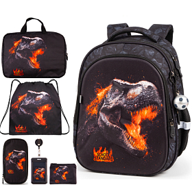 Шкільний ортопедичний рюкзак 6 в 1 для хлопчика з Динозавром School Standard 38х30х18 см для початкової школи (SET 150-52)