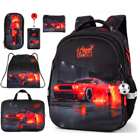 Шкільний ортопедичний рюкзак 6 в 1 для хлопчика School Standard 38х30х18 см з Машиною для молодших класів  (SET 170-69)