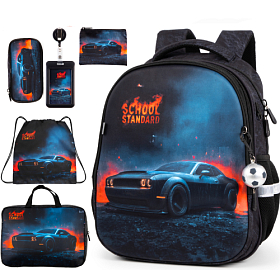 Ортопедичний шкільний рюкзак 6 в 1 для хлопчика School Standard 38х30х18 см з Машиною для першокласника (SET 170-72)