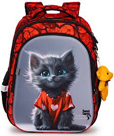 Ортопедичний рюкзак School Standard для дівчинки з Котиком 38х30х18 см для початкової школи (150-13) Ортопедичний рюкзак School Standard для дівчинки з Котиком 38х30х18 см для початкової школи (150-13)