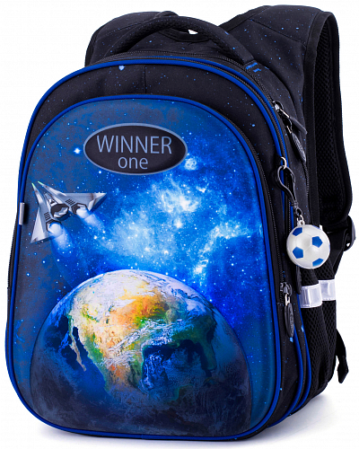 Ортопедичний рюкзак для хлопчика Космос 37х30х16 см синій Winner One / SkyName R1-021
