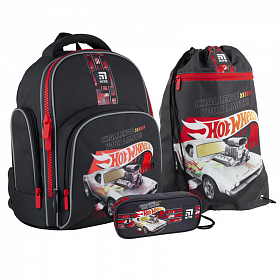 Шкільний ранець з пеналом та мішком Kite Education Hot Wheels SET_HW21-706S Шкільний ранець з пеналом та мішком Kite Education Hot Wheels SET_HW21-706S